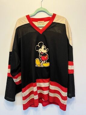 Disney Black Red White Mickey Mouse Mesh Jersey